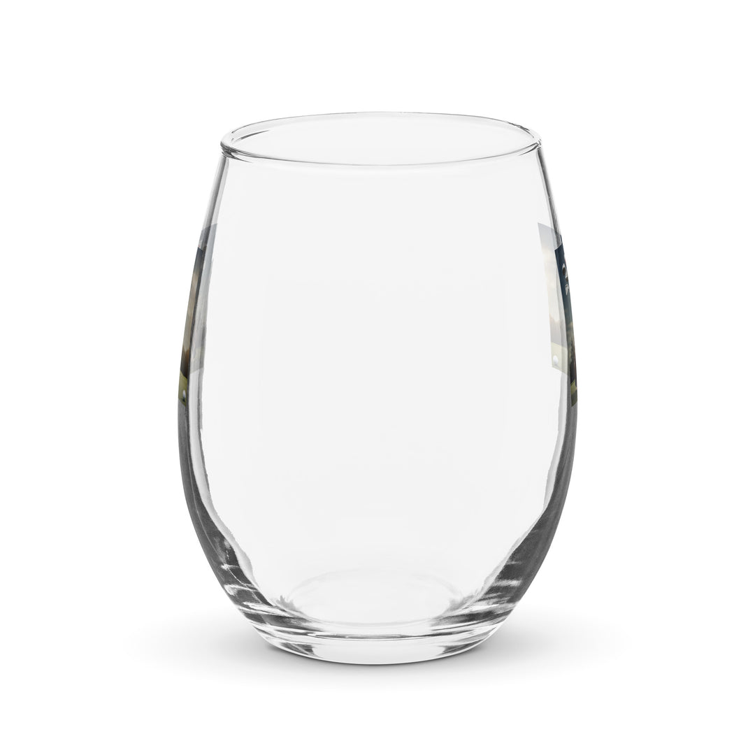 Golden Retriever Golfer- Stemless wine glass v5