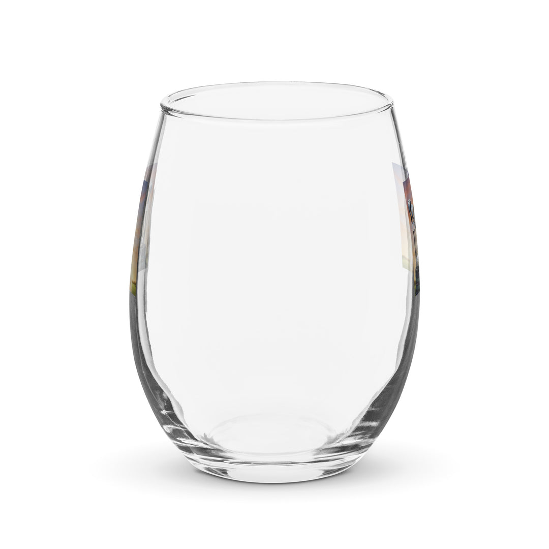 Golden Retriever Golfer- Stemless wine glass v4