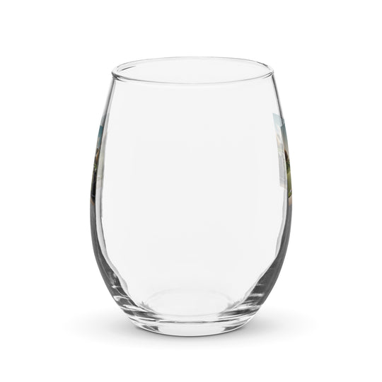 Beagle Golfer- Stemless wine glass v2