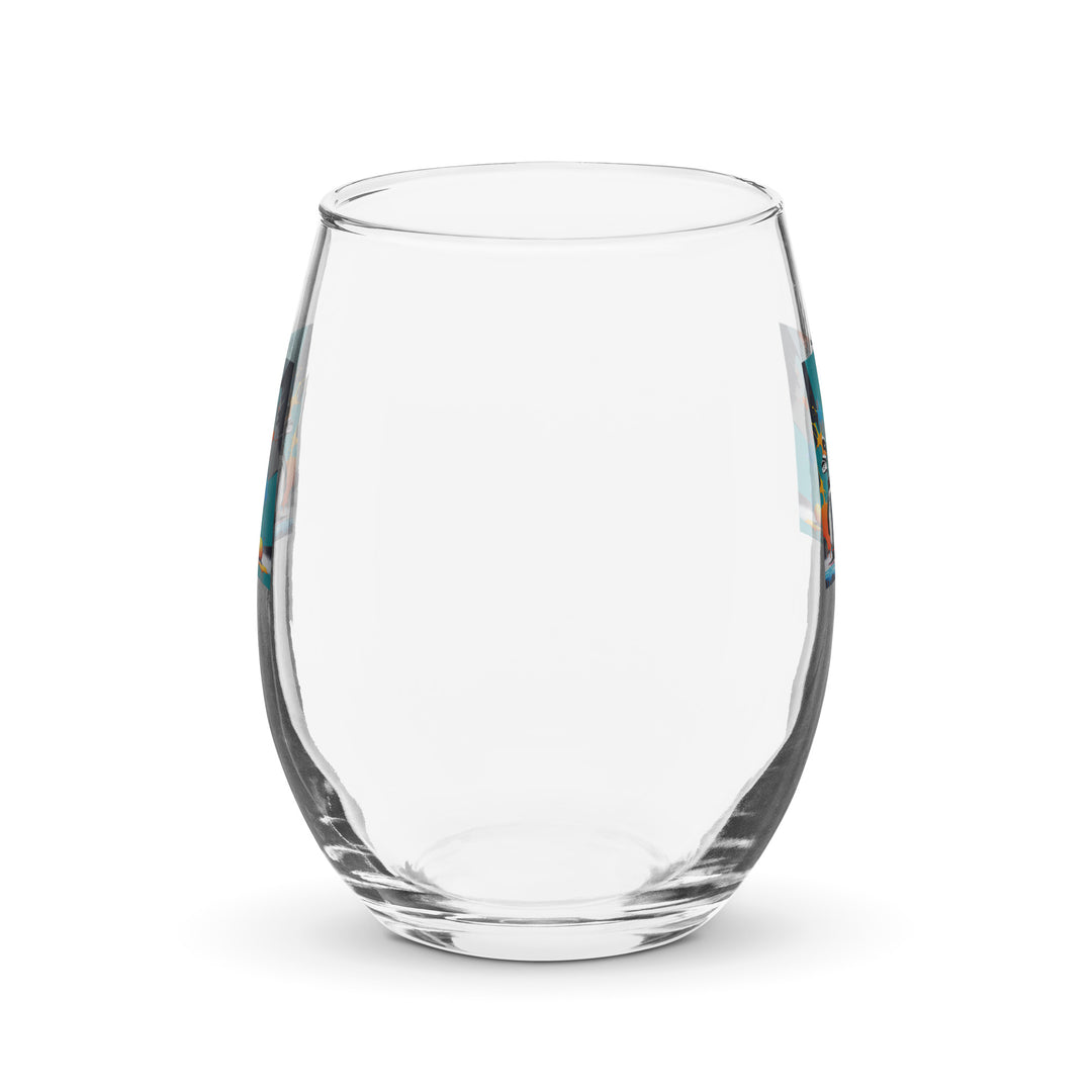 Beagle Golfer- Stemless wine glass v4