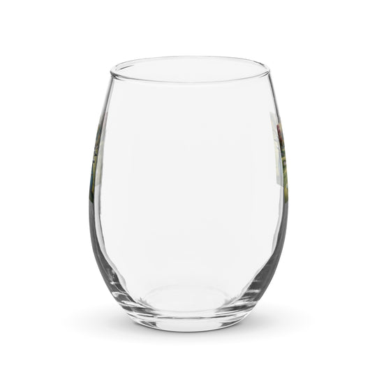 Dachshund Golfer- Stemless Wine Glass