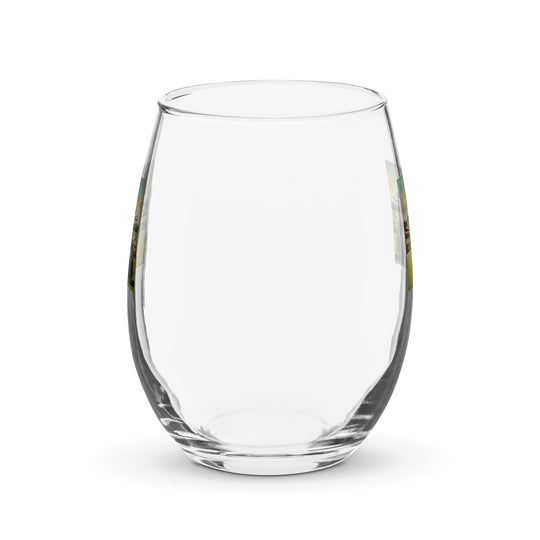 Dachshund Golfer- Stemless Wine Glass v3