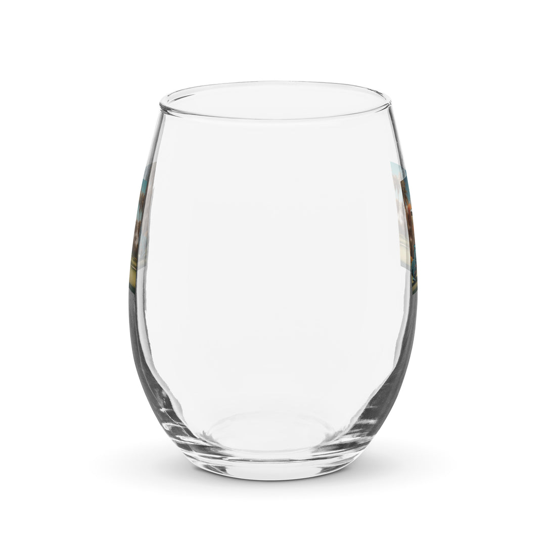 Australian Shepherd Golfer- Stemless wine glass v2