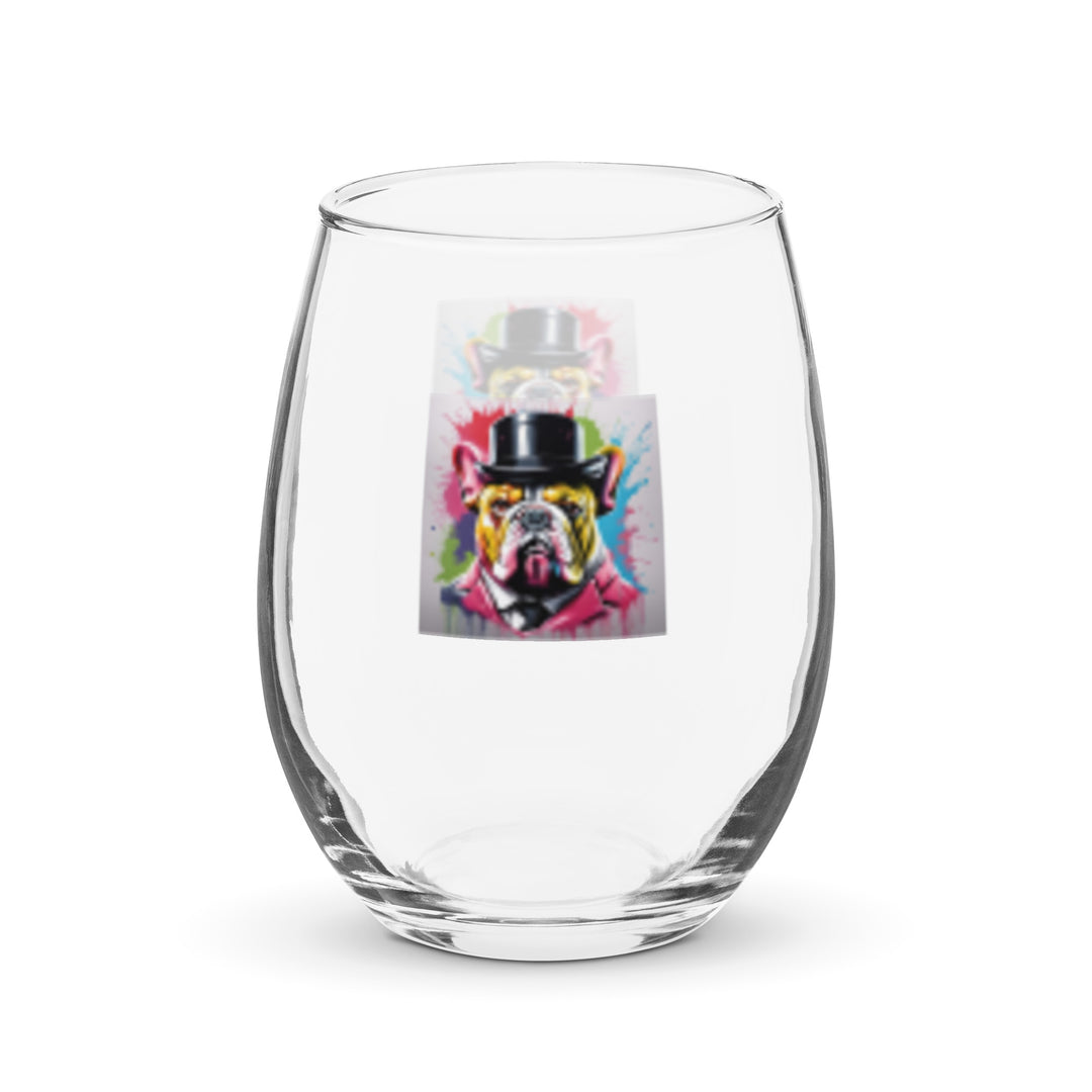 Bulldog Golfer- Stemless wine glass