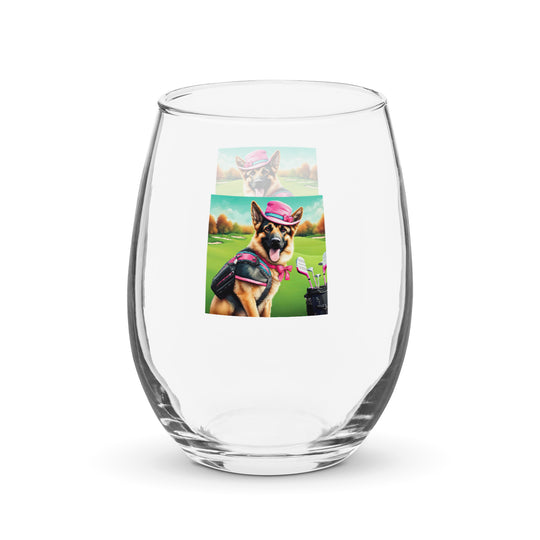 German Shepherd- Stemless wine glass v2