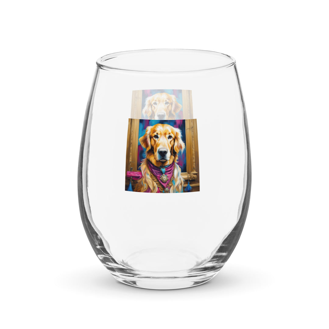 Golden Retriever- Stemless wine glass v4