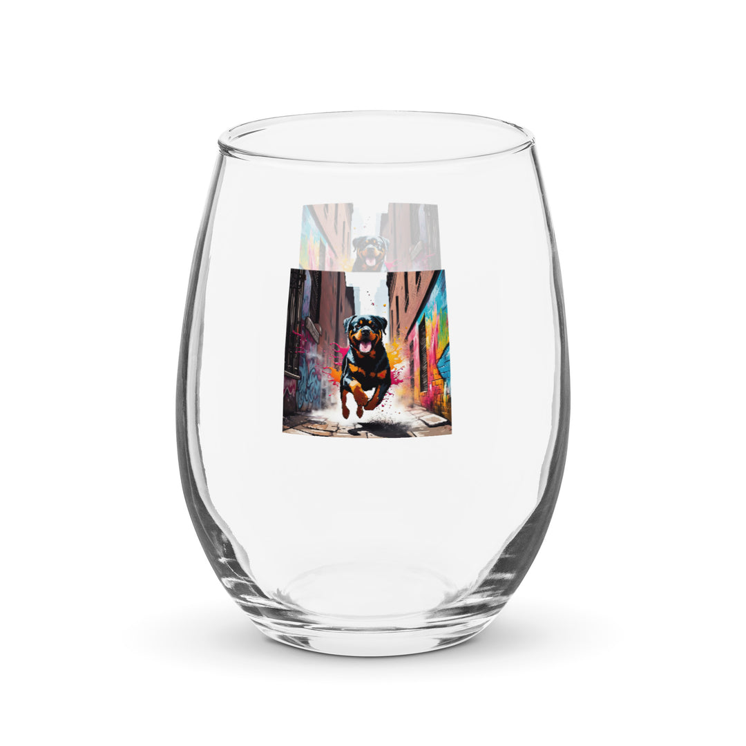 Rottweiler- Stemless wine glass v5