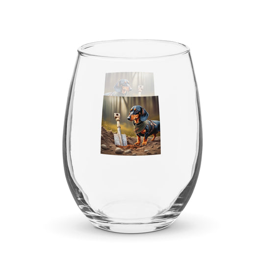 Dachshund- Stemless Wine Glass v4