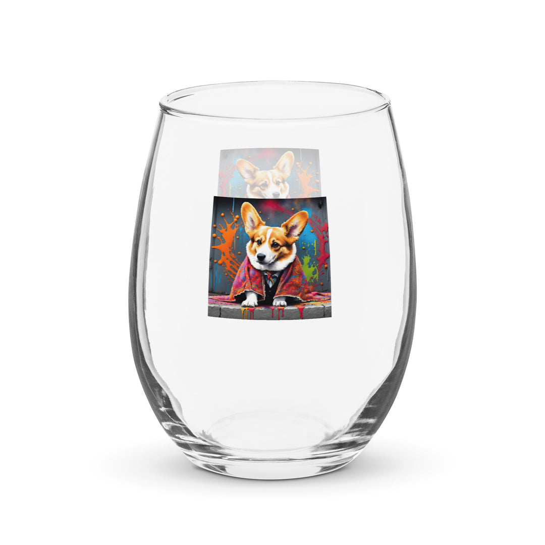 Pembroke Welsh Corgi- Stemless wine glass v3