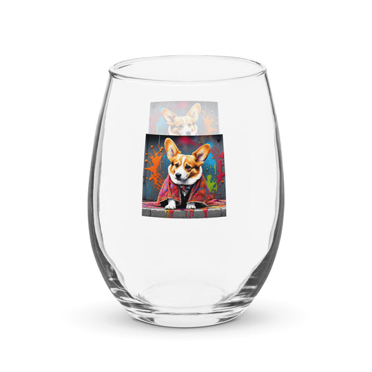 Pembroke Welsh Corgi- Stemless wine glass v3