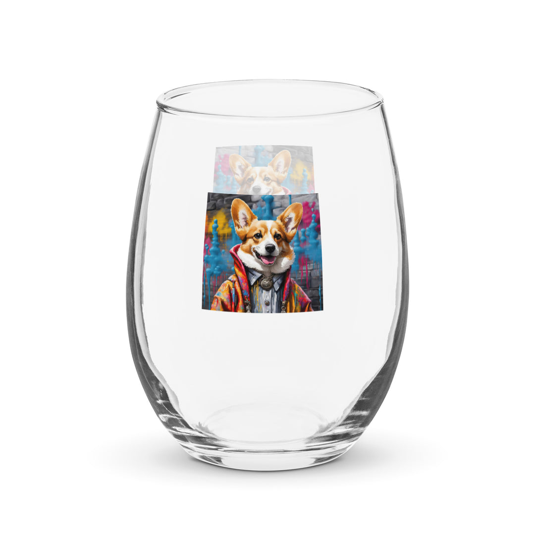 Pembroke Welsh Corgi- Stemless wine glass v5