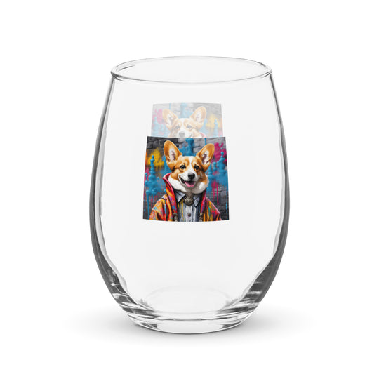 Pembroke Welsh Corgi- Stemless wine glass v5