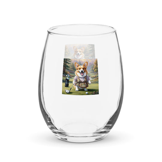 Pembroke Welsh Corgi Golf- Stemless wine glass v3