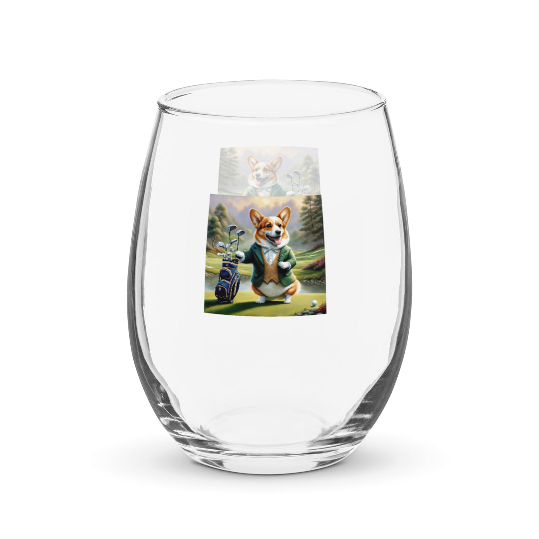 Pembroke Welsh Corgi Golf- Stemless wine glass v4