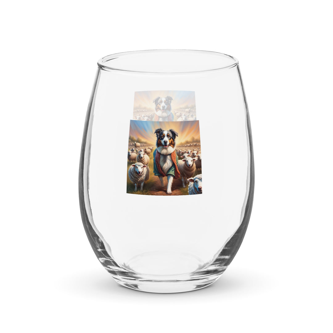 Australian Shepherd- Stemless wine glass