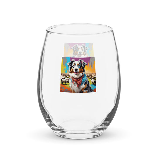 Australian Shepherd- Stemless wine glass v3