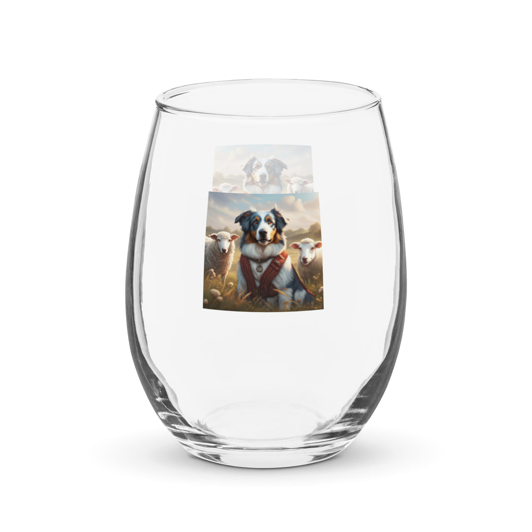 Australian Shepherd- Stemless wine glass v4