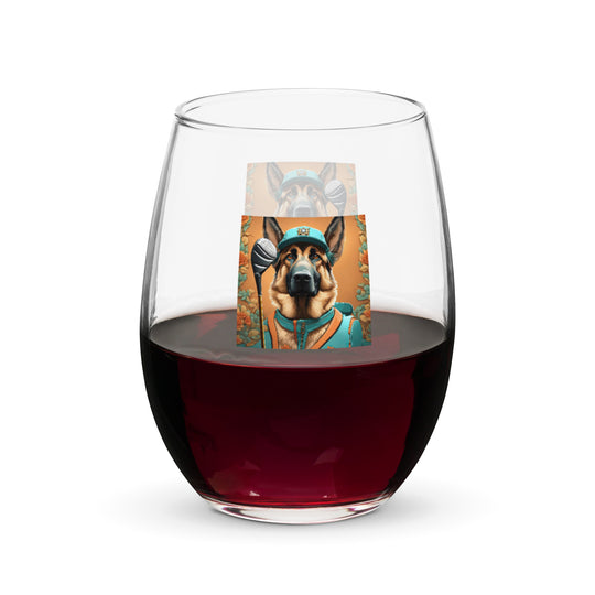 German Shepherd- Stemless wine glass