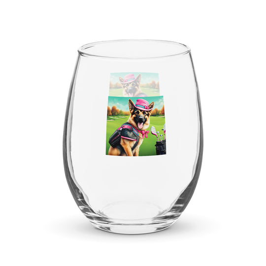 German Shepherd- Stemless wine glass v2