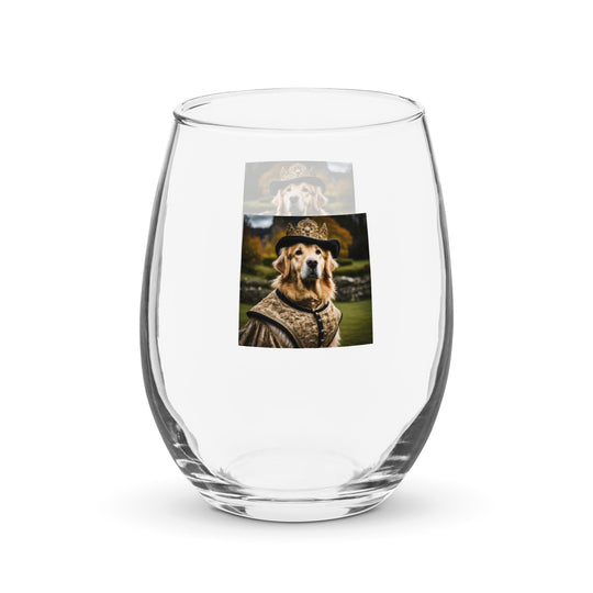 Golden Retriever- Stemless wine glass