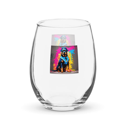 Rottweiler- Stemless wine glass