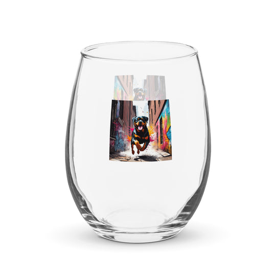 Rottweiler- Stemless wine glass v5