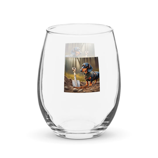 Dachshund- Stemless Wine Glass v4