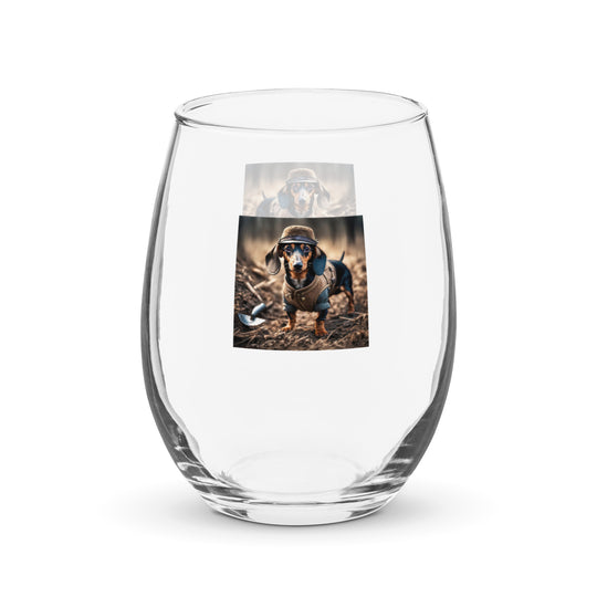 Dachshund- Stemless Wine Glass v4