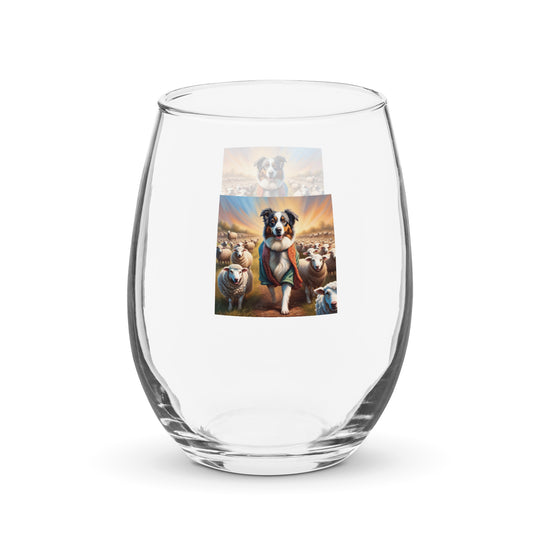 Australian Shepherd- Stemless wine glass