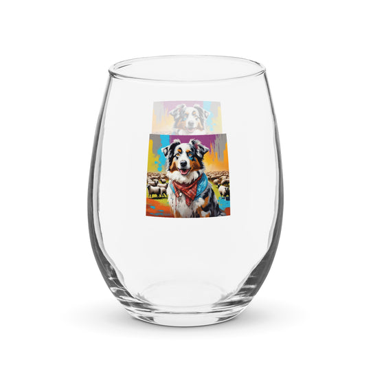 Australian Shepherd- Stemless wine glass v3