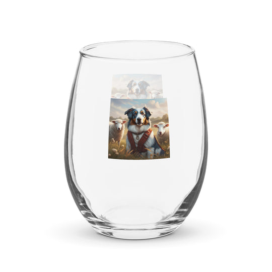 Australian Shepherd- Stemless wine glass v4