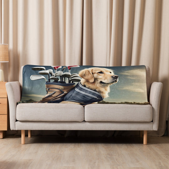 Golden Retriever Golfer- Sherpa blanket v4