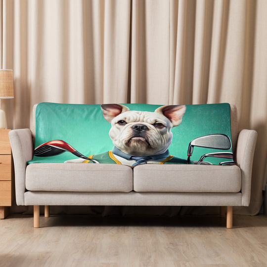 American Bulldog Golfer- Sherpa blanket