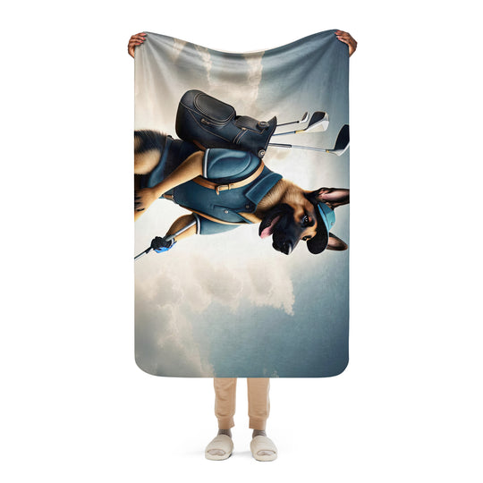 German Shepherd Golfer- Sherpa blanket v5