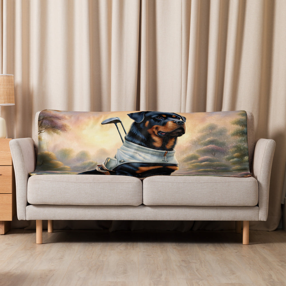 Rottweiler Golfer- Sherpa blanket v3