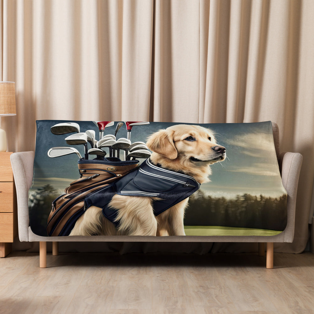 Golden Retriever Golfer- Sherpa blanket v4