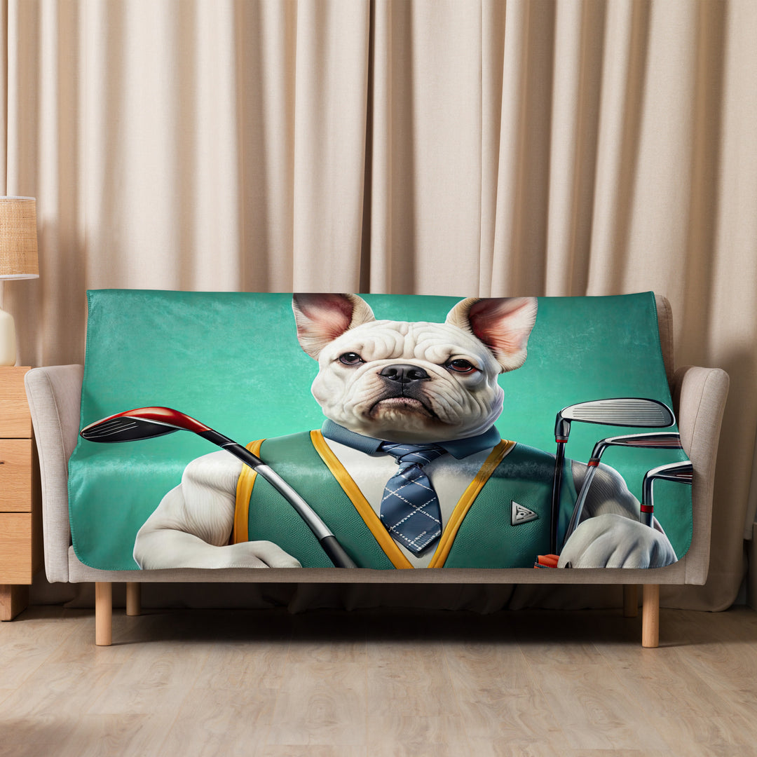 American Bulldog Golfer- Sherpa blanket