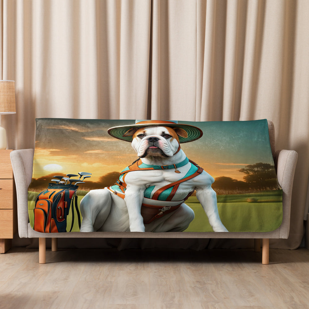 American Bulldog Golfer- Sherpa blanket v2