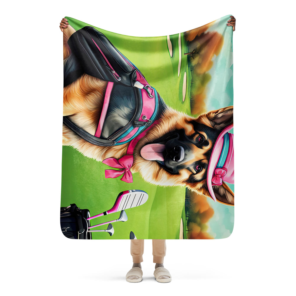 German Shepherd Golfer- Sherpa blanket v2