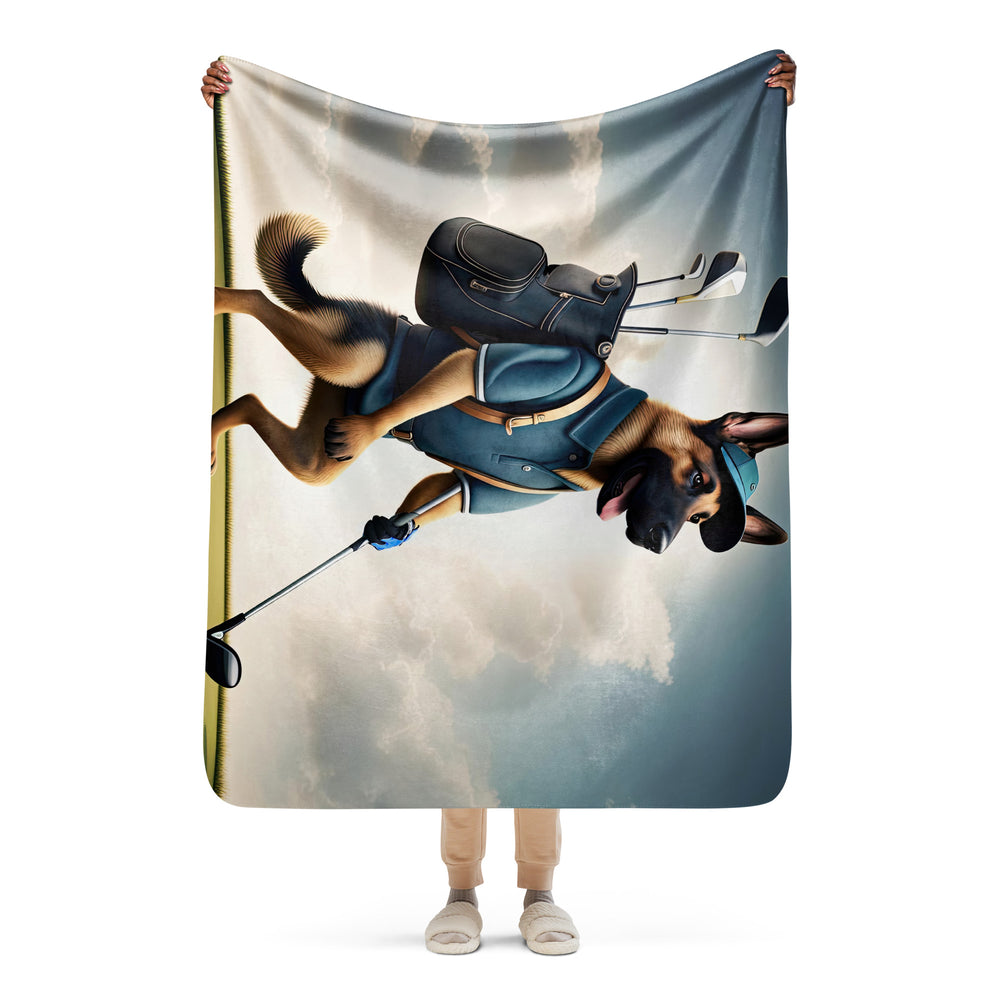 German Shepherd Golfer- Sherpa blanket v5