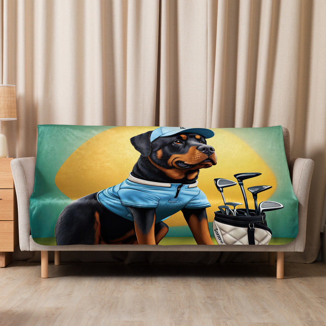 Rottweiler Golfer- Sherpa blanket v2