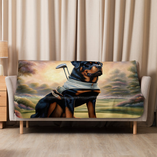 Rottweiler Golfer- Sherpa blanket v3