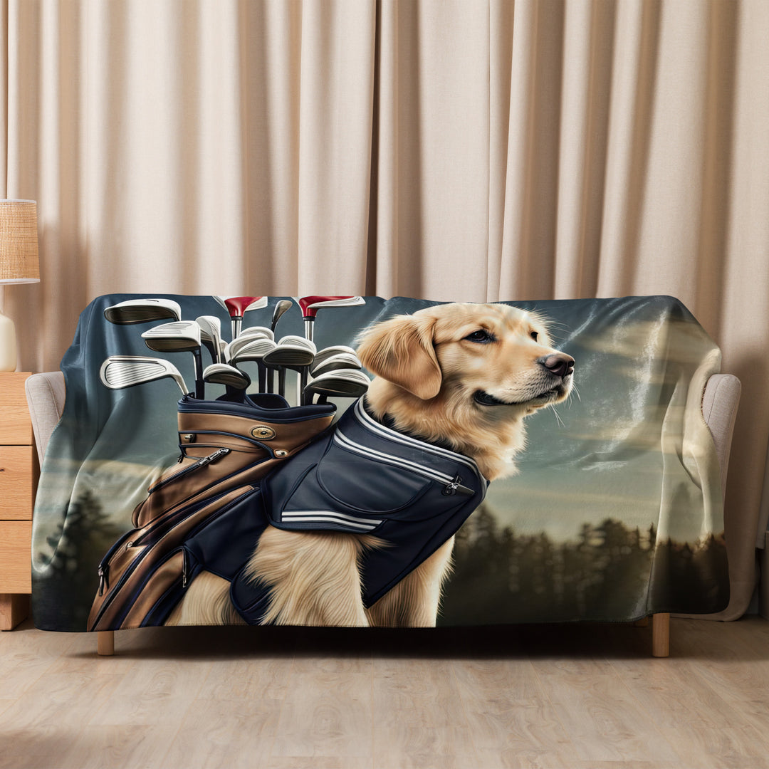 Golden Retriever Golfer- Sherpa blanket v4