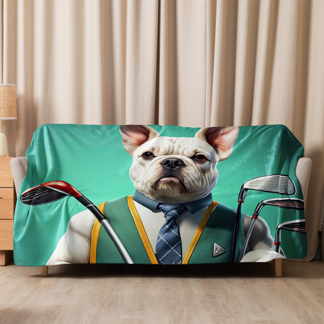 American Bulldog Golfer- Sherpa blanket