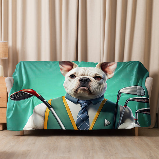 American Bulldog Golfer- Sherpa blanket
