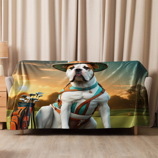 American Bulldog Golfer- Sherpa blanket v2