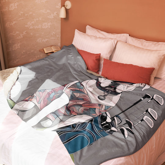 American Bulldog Golfer- Sherpa blanket v3
