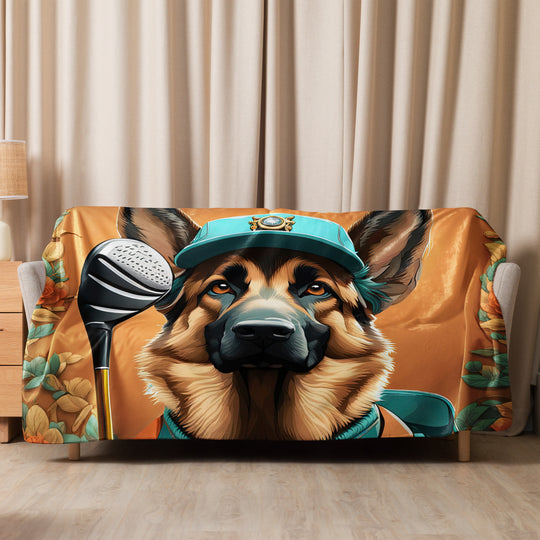 German Shepherd Golfer- Sherpa blanket