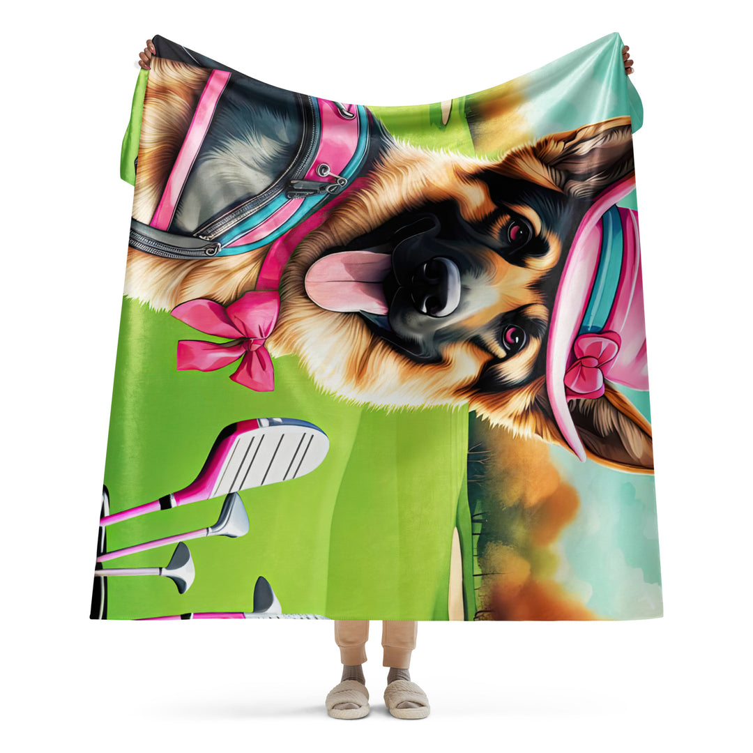 German Shepherd Golfer- Sherpa blanket v2