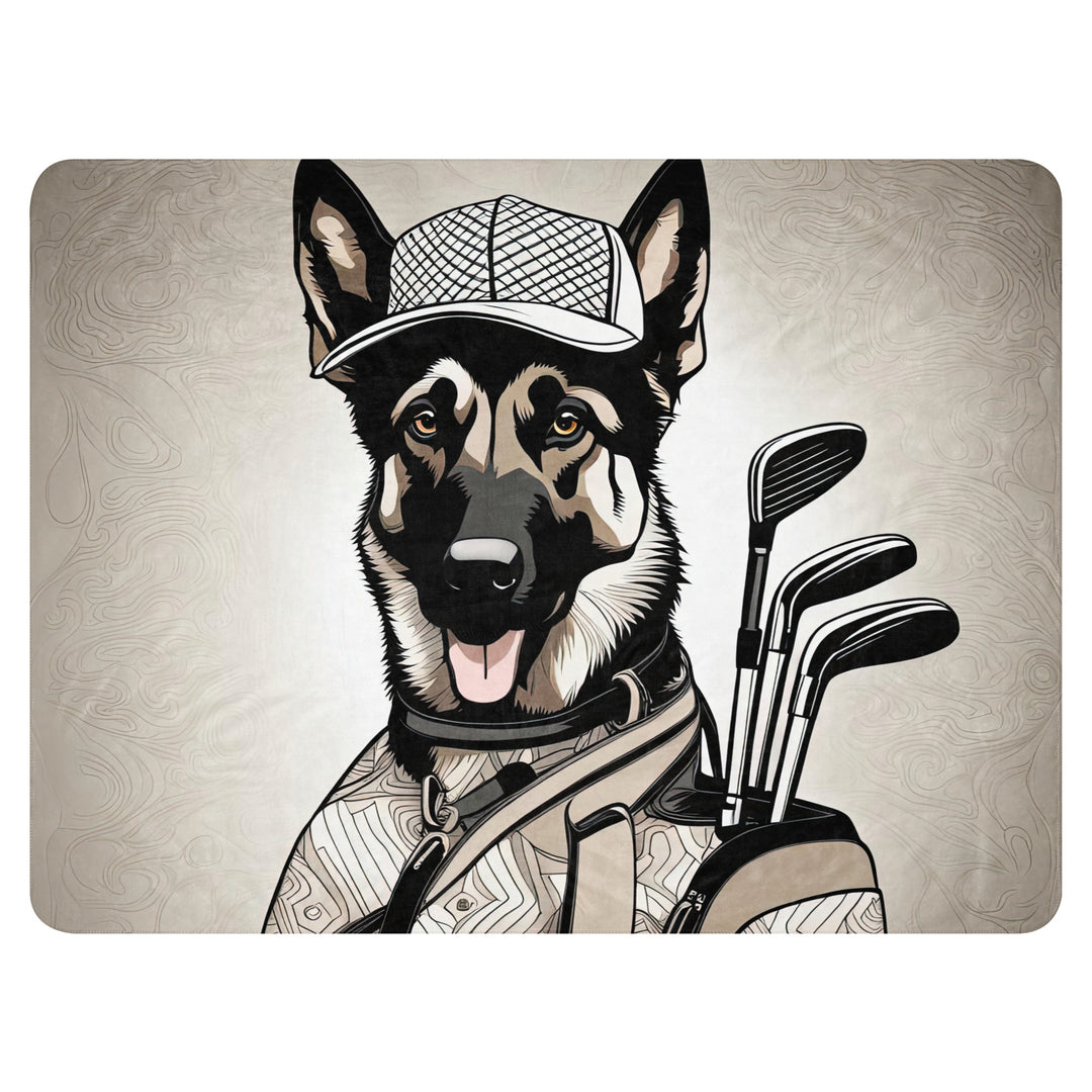 German Shepherd Golfer- Sherpa blanket v4